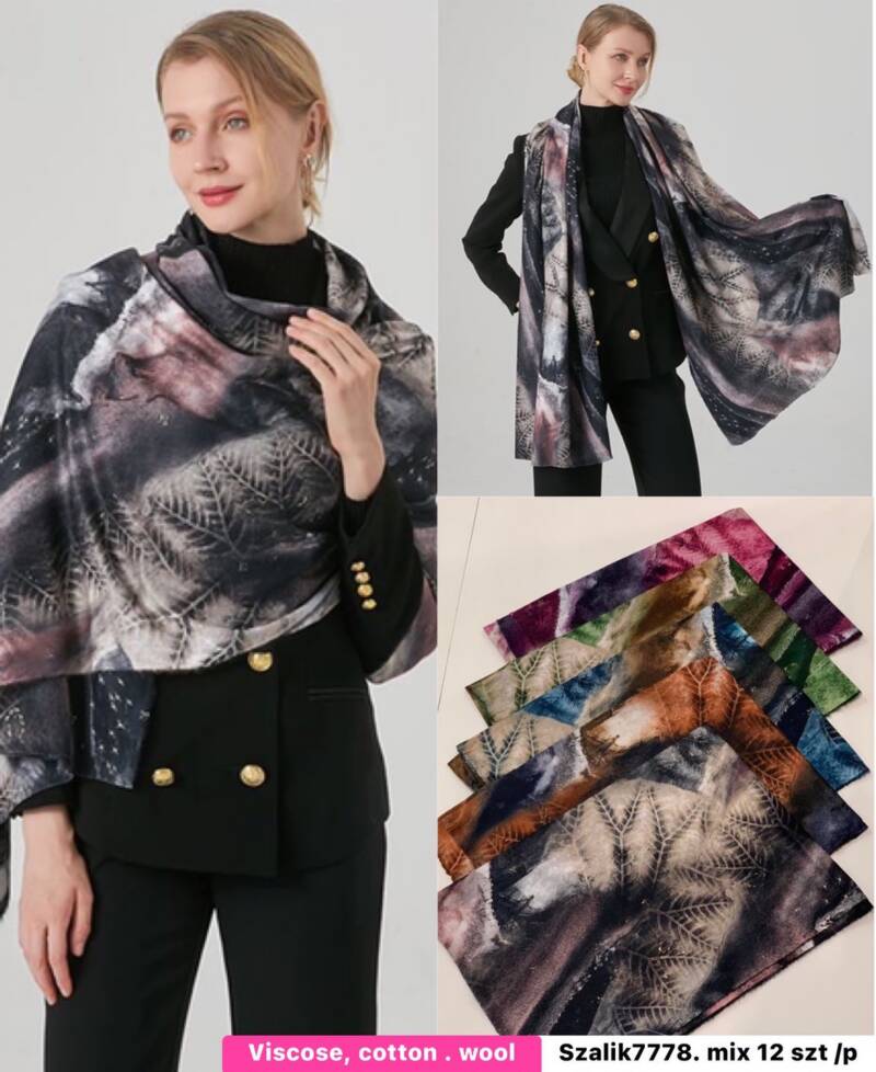 Szaliki damskie Roz Standard, Mix Kolor Paczka 12 szt 1